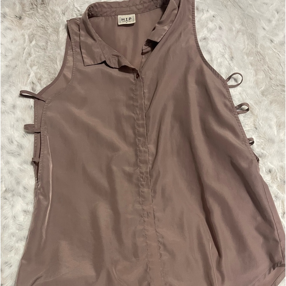 Button up - side slit dress up shirt- medium